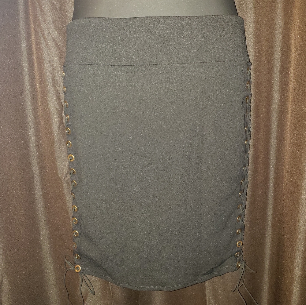 Lace up Black Skirt